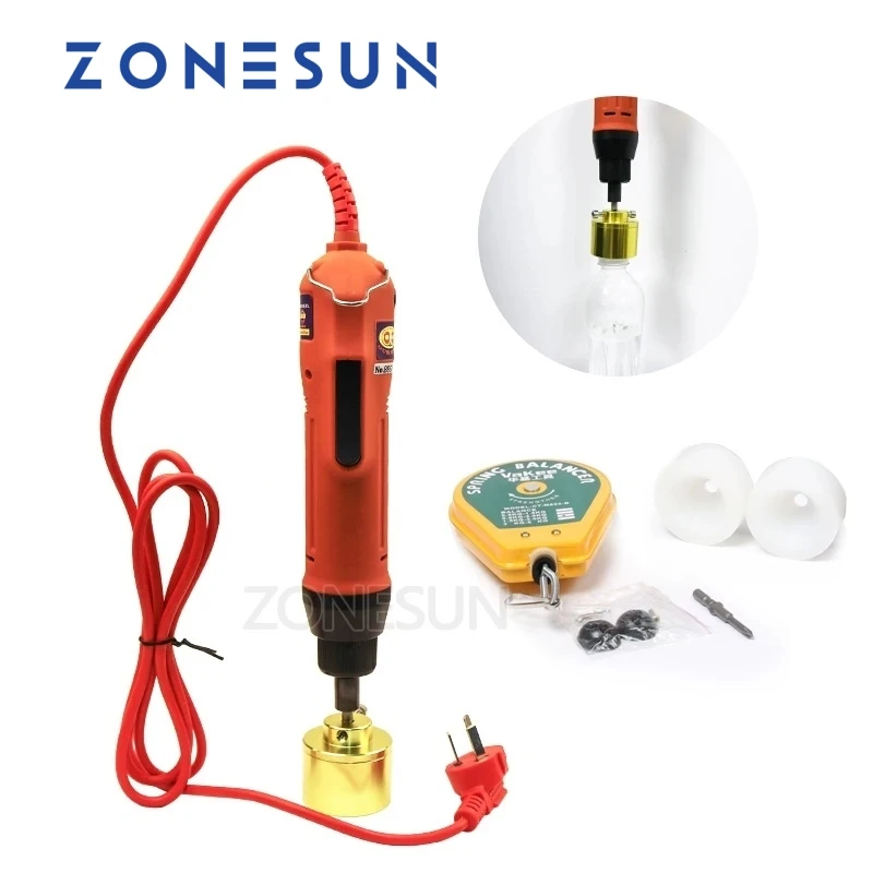 

ZONESUN Small Handheld Manual Plastic Pouch Glass Oil Washing Honey liquid Bottle Sealing Cap Screwing Machine(10-30mm)