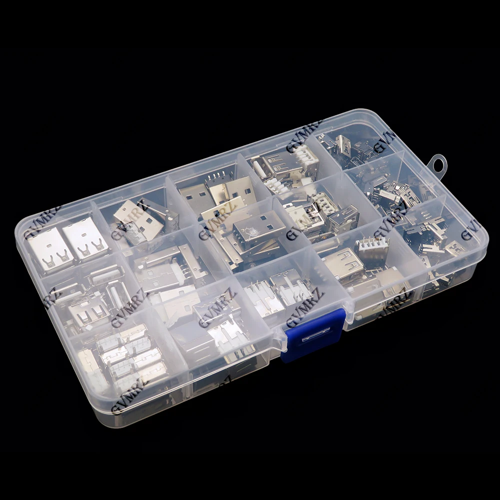 14Values USB A USB B 82PCS USB Type A Standard Port Female Solder Jacks Connector PCB Socket USB-A USB-B type