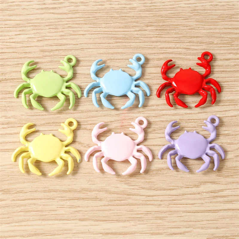 5 Stück 25 x 21 mm Cartoon-Anhänger mit buntem Emaille-Krabbenmotiv, passend für Halsketten, Ohrringe, Armbänder, DIY-Handwerk, Schmuckherstellung, Zubehör – Detail 2