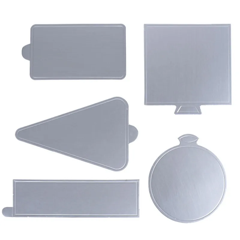 100Pcs Silver Cake Boards Thicken Paper Cupcake Dessert Displays Tray Disposable Cake Cardboard New Year Pastry Decor