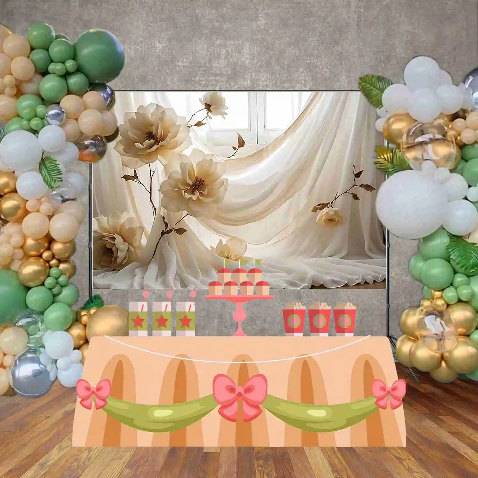 MOON.QG Draping Fabric Curtain Bohemian Style Backdrops Women Wedding Birthday Background Custom Party Photozone Accessories