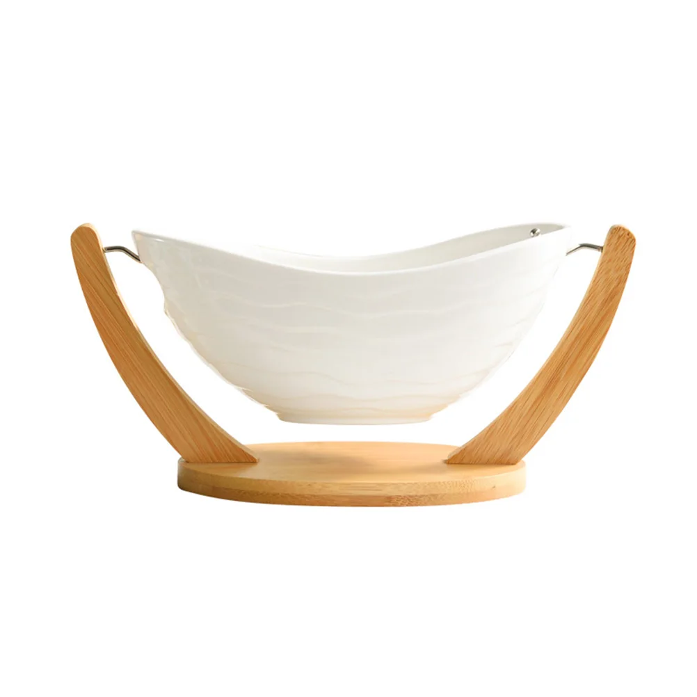 

1pc Bamboo Fruit Basket Vegetable Tray Wooden Dining Room Storage Kitchen Gadgets Premium Material Durability Safe Use Stainless