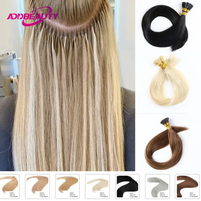 Extensão do cabelo humano reto, ponta extensão do cabelo, cápsula de queratina, fusão natural, 0,8g 1g por Strand, 50 pcs por conjunto