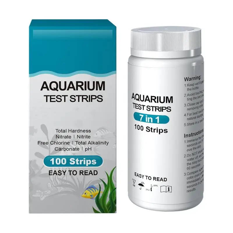 Kit di Test per acquario da 100 pezzi per Kit di Test per acqua salata Freshwaters 7 In 1 strisce reattive per acquari PH NO3 NO2 GH KH CI TCLs