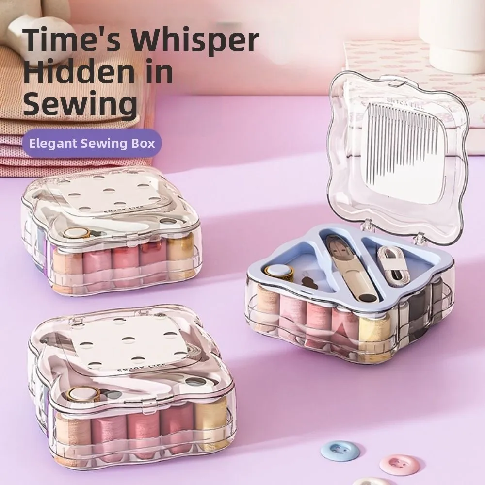 

Portable Mini Sewing Box Set Multi-functional Professional Magnetic Needle Thread Box Partitioned Threads Home Sewing Box