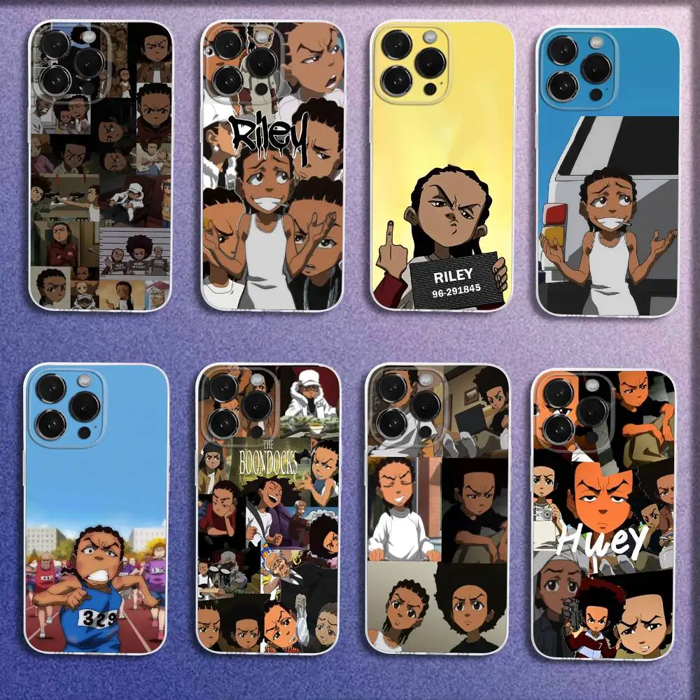 

Cartoon The B-Boondocks Phone Case For iPhone 16,15,14,13,12,11 Plus,Pro,Max,XR,XS,Plus,E,Mini Transparent Cover