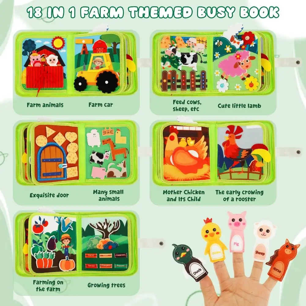 قصة حيوانات المزرعة ألعاب مونتيسوري ورأى المهارات الحياتية مطابقة التعليم المبكر كتاب اللباد كتاب هادئ التعليم المبكر