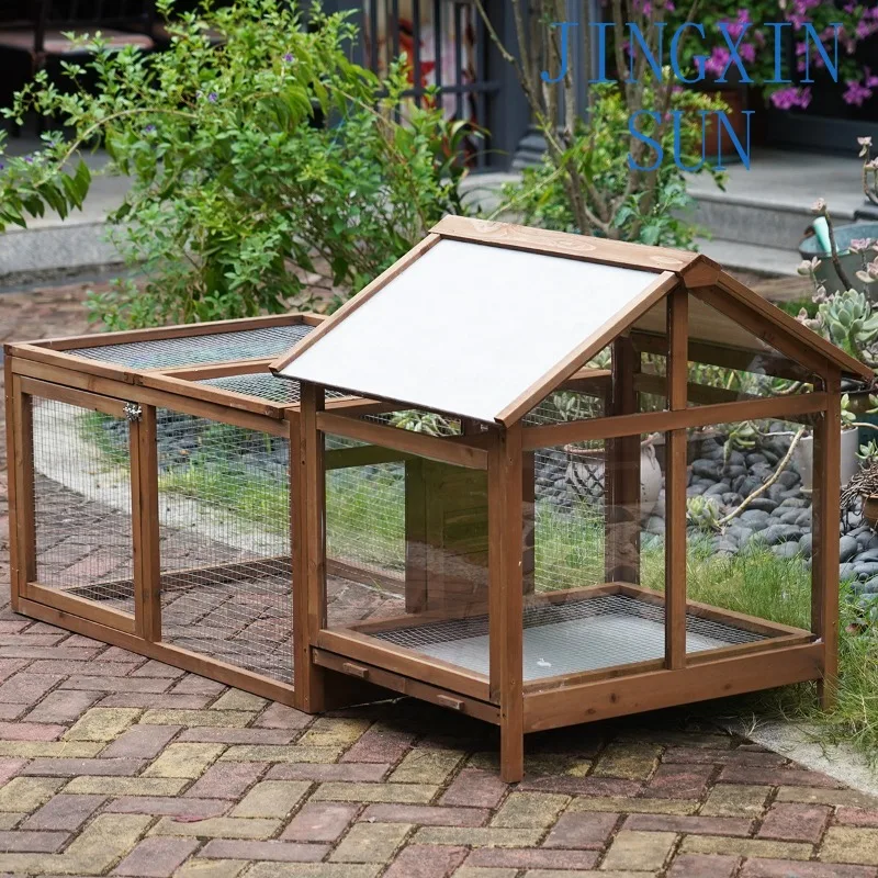 Outdoor cage Household barbed wire solid wood multi-functional Pet rabbit cage Poultry Chicken, duck and goose house