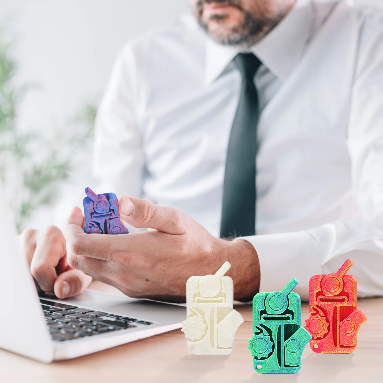 Impressão 3D descompressão dedo interruptor mini pingente chaveiro portátil e alívio de pressão suave