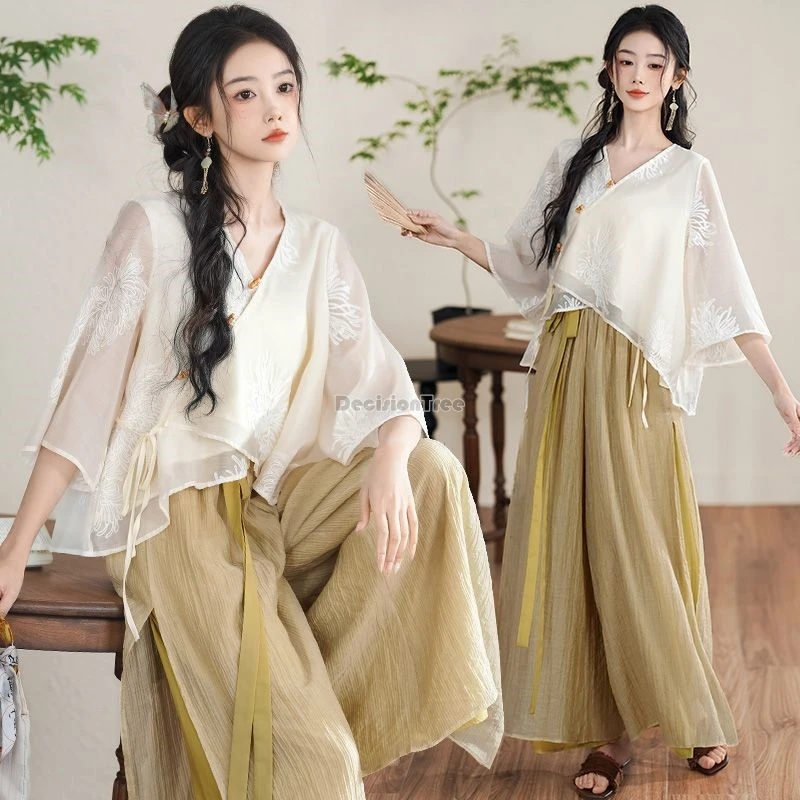 nuevo-conjunto-de-2-piezas-de-hanfu-bordado-de-estilo-chino-con-hebilla-blusa-de-manga-tres-cuartos-y-pantalones-transpirables-para-mujer-modelo-lj775