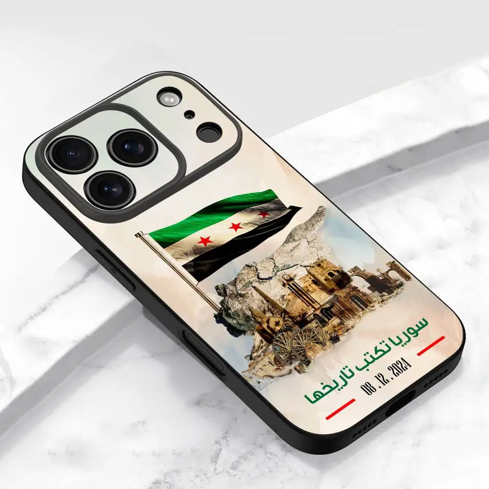 Etui na telefon z flagą Syrii dla iPhone'a 17, 16, 15, 14, 13, 12, 11, Pro, Max, Plus, E, Air, Mini, czarne etui ochronne