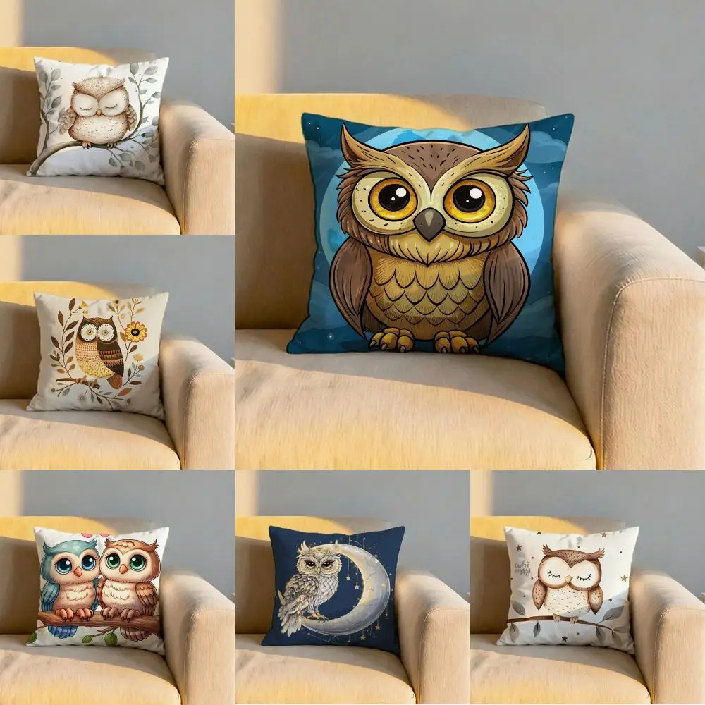 Vintage Owl Pattern Cushion Cover Soft Reversible & Durable Pillow Cover – Multi-Scene Use for Home & Car Daily Comfort