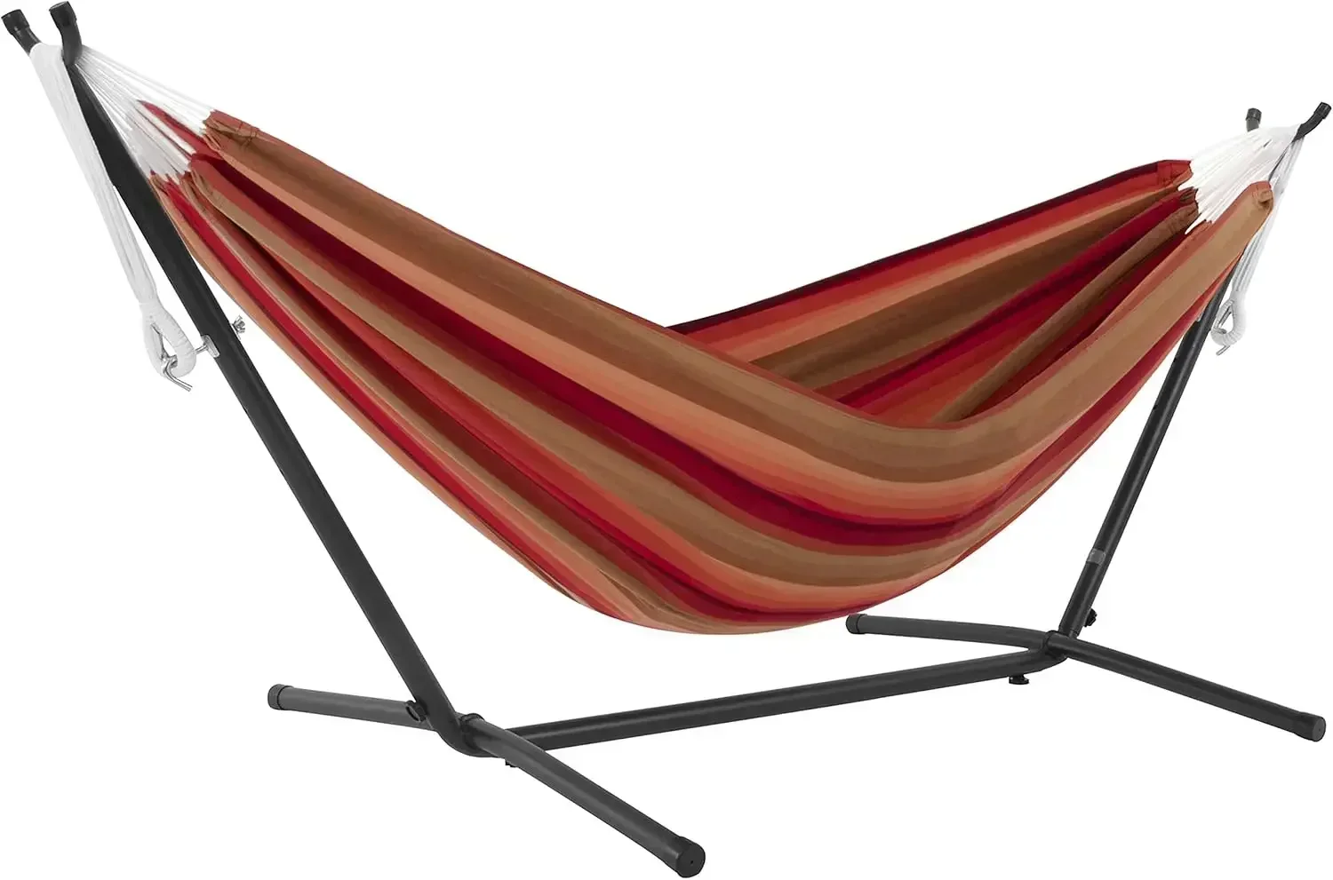 Hot-sellingDouble Sunbrella Hammock with Space Saving Steel Stand, 450 lb Capacity - Premium Carry Bag Included (Sunset)