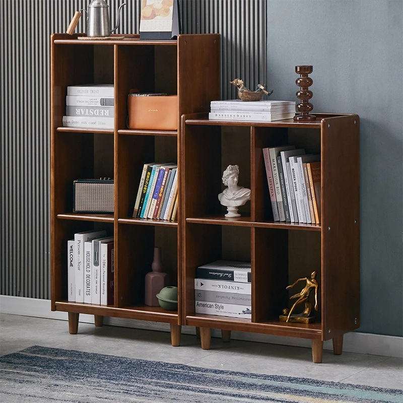 

FG Bookshelf Solid Wood Home Children's Bookcase Student Living Room Storage Lattice Cabinet Shelf