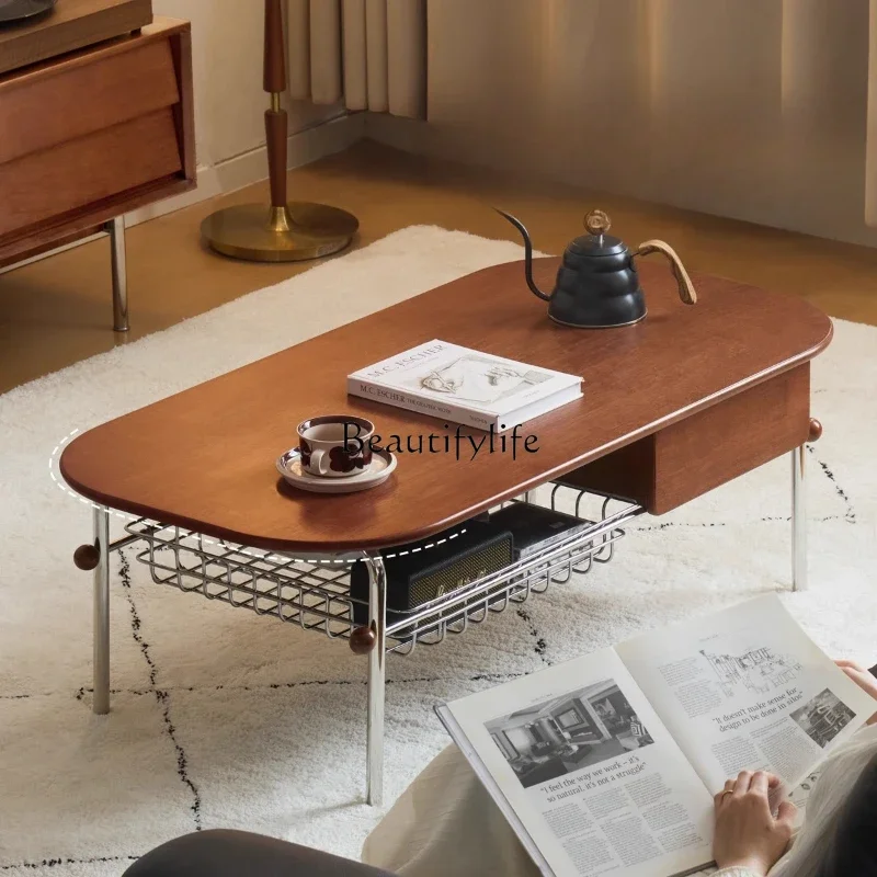 

6Solid wood coffee table living room home antique storage tea table