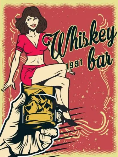 Whiskey Bar 1991 Vintage Retro Metal Sign