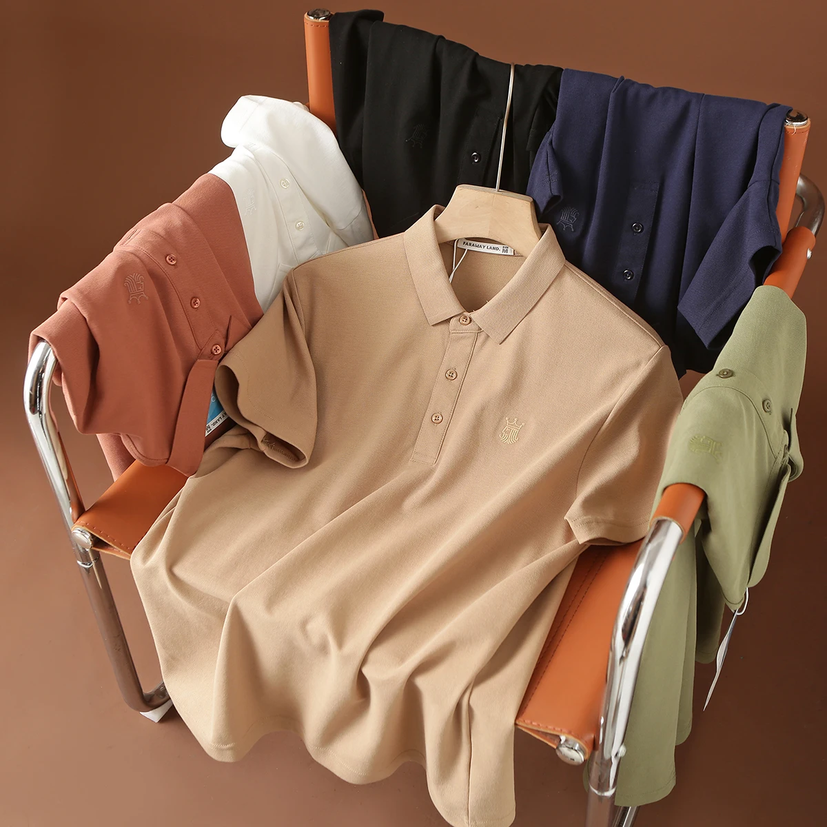 

Summer Men's irt Pure Color ort Sve Embroidery Precision Weave Pique Collar Faionable Urban Sle Youth Clothing