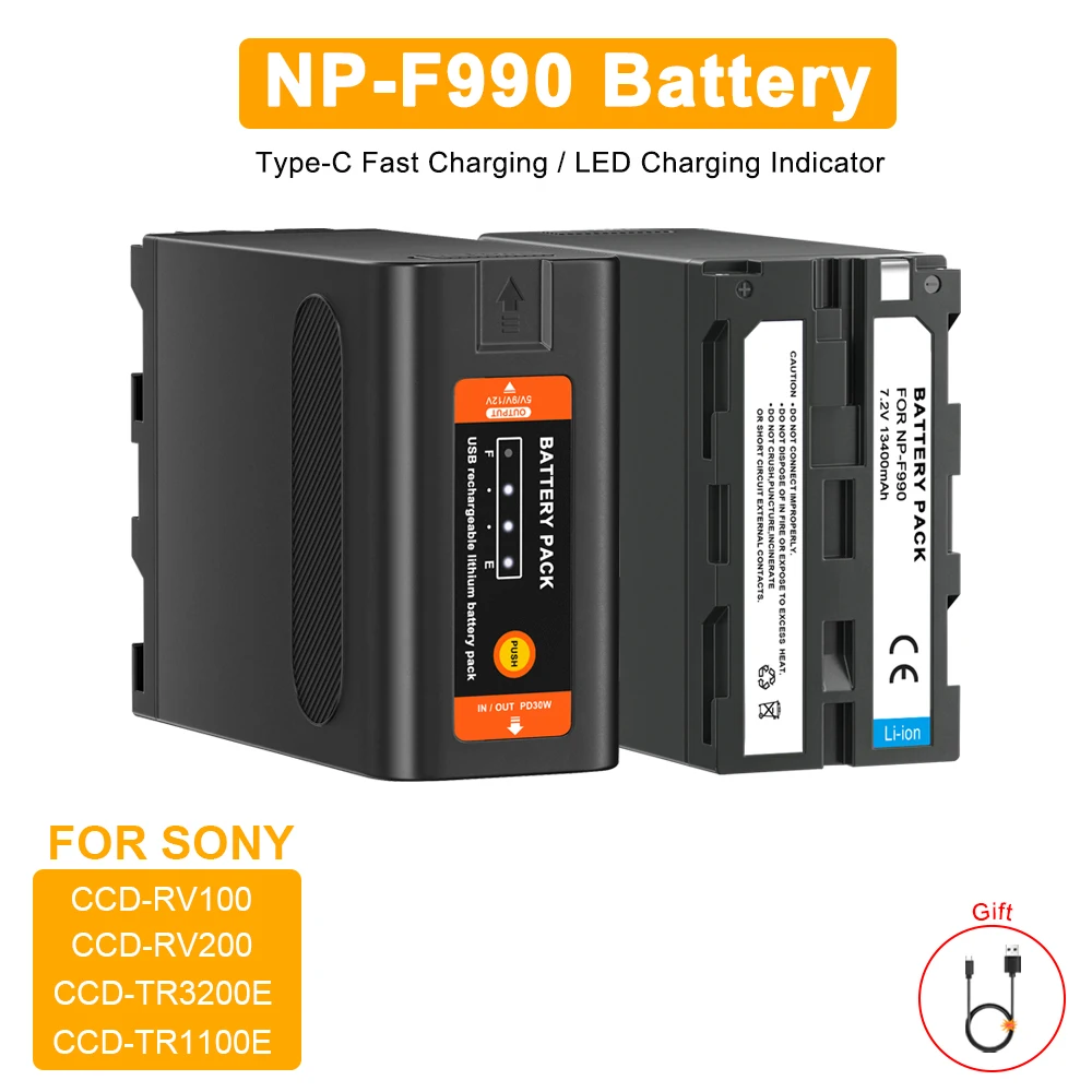 NP-F990 Battery 13400mAh with LED Power Indicator for Sony CCD-TRV30 CCD-TRV36 CCD-TRV41 CCD-TRV43 CCD-TRV46 CCD-TRV51