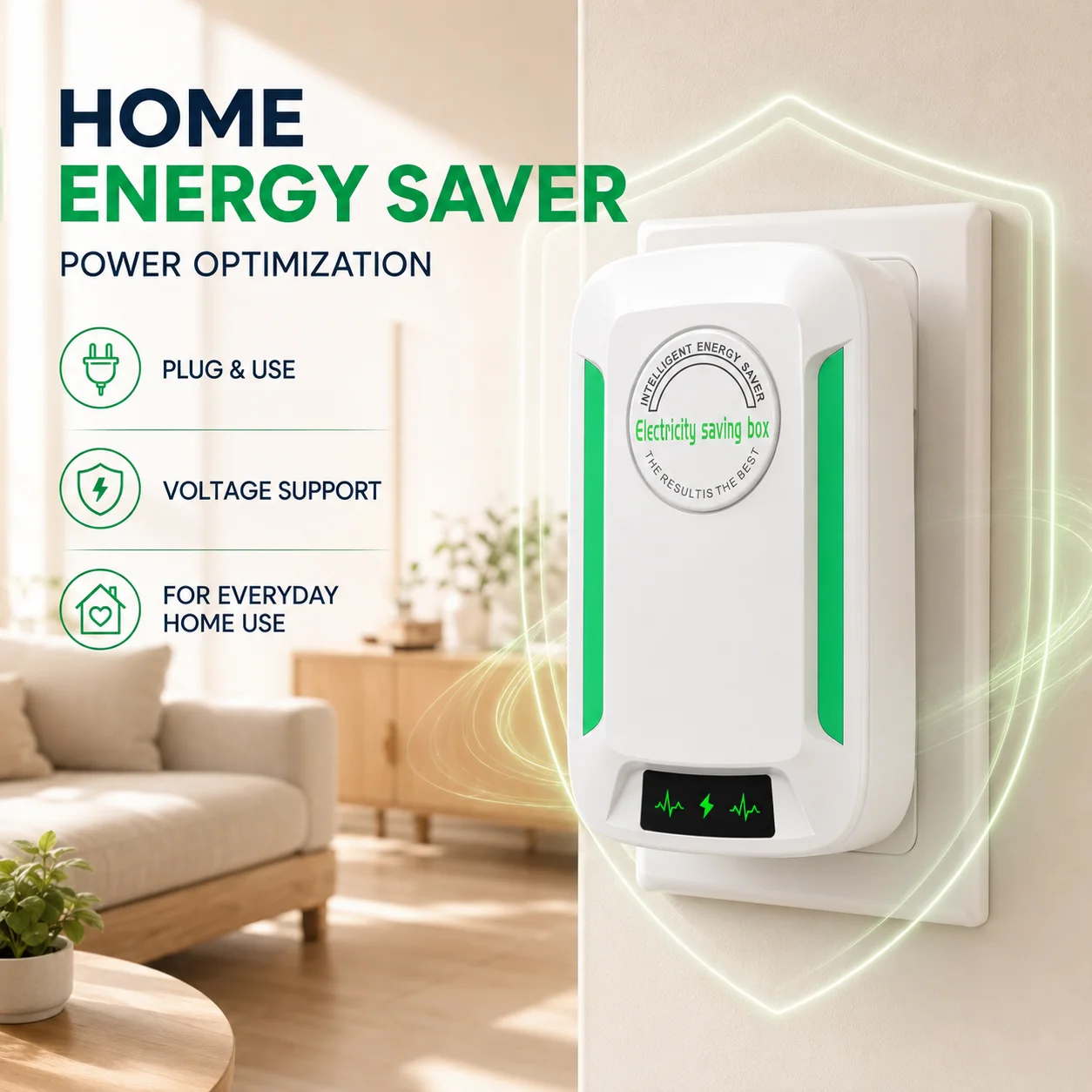 Voltage Stabilizer Plug For Home Power Optimization Device 90-250V Household Electrical Voltage Regulator EU/US/UK Adapter