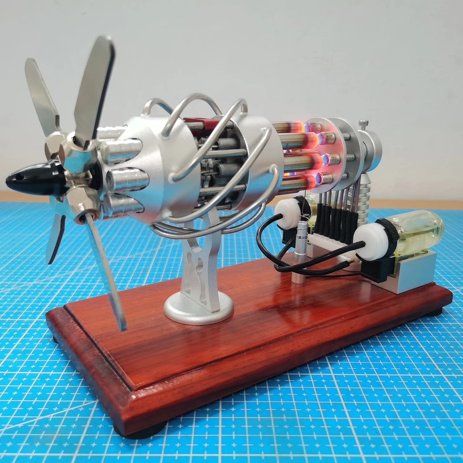 Stirling Mini Engine Model Miniature Fuel-powered DIY Swashplate 16-cylinder Aircraft Engine
