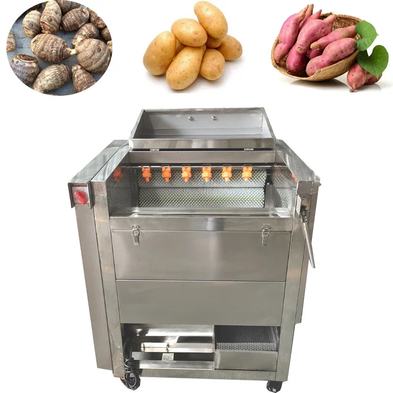 Easy To Operate Automatic Industrial 500kg/h Potato Ginger Roller Washer Brush Peeling Machine Potato Peeling Machine