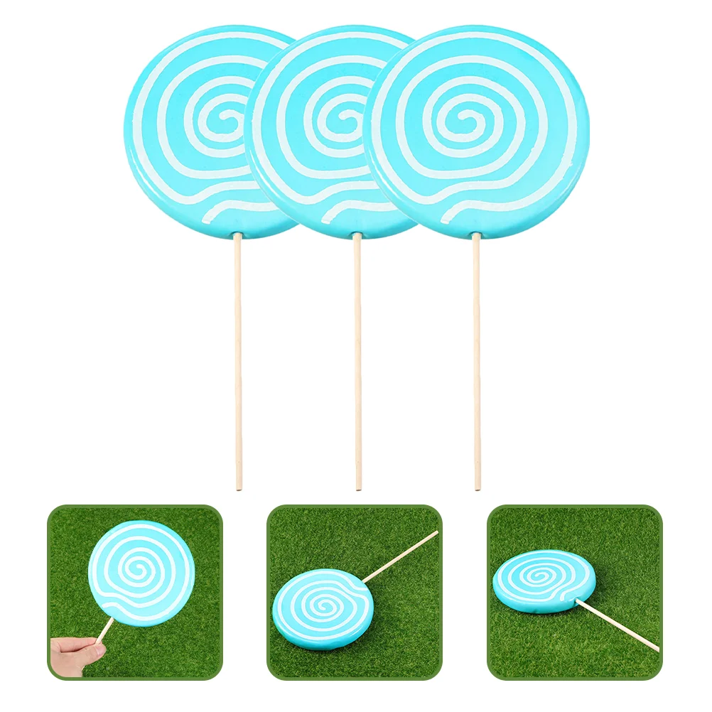 

3 Pcs Wedding Decor Simulation Lollipop Fake Decoration Props Christmas Photo Candy Blue Model Child