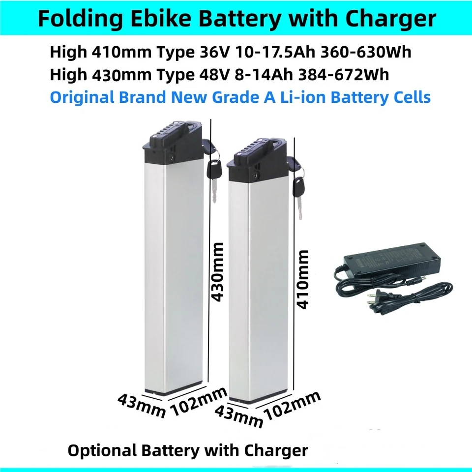 新品未使用 送料無料 電動自転車用バッテリー 48V / 6Ah 特定小型用 折りたたみ式電動自転車バッテリー,ALX-DCH006-03,48V, 10Ah, 4Ah