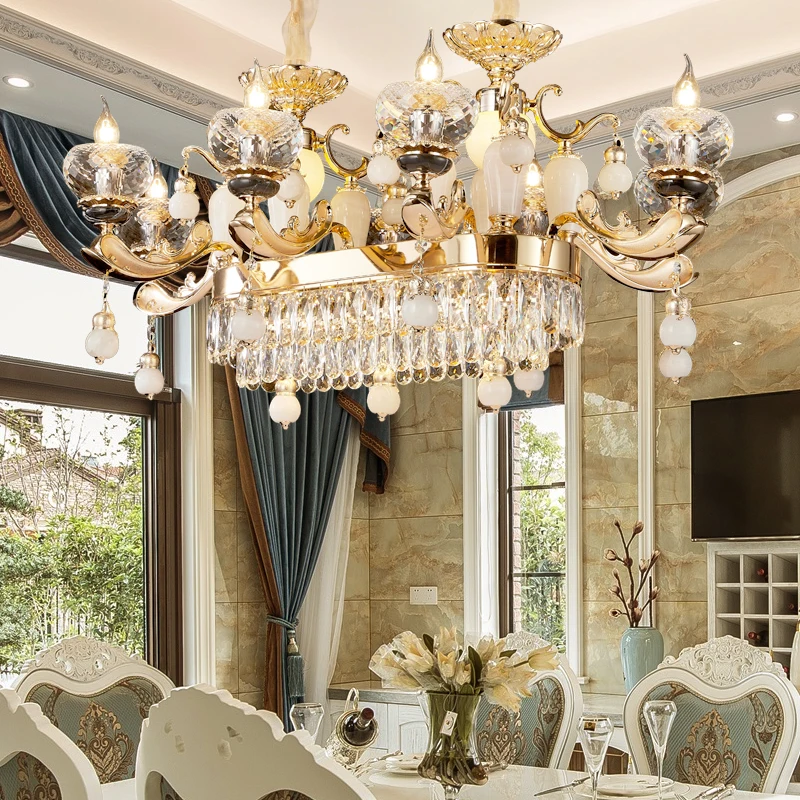 

American Vintage Crystal Chandelier Middle Bedroom European Palace Living Room Stair Lamp Restaurant Candle Crystal Chandelier