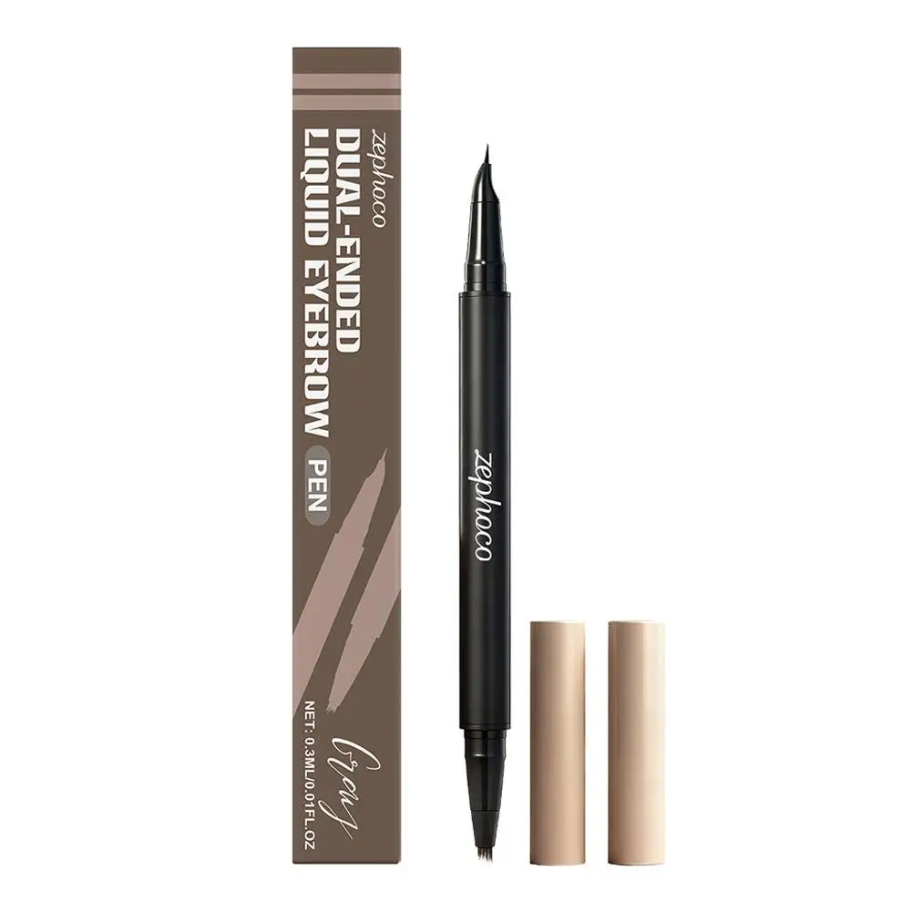 ﻿   Crayon à sourcils 2 en 1, cosmétiques professionnels, maquillage pour femmes, 4 couleurs, brosse de tatouage de sourcils étanche, stylo à sourcils longue durée