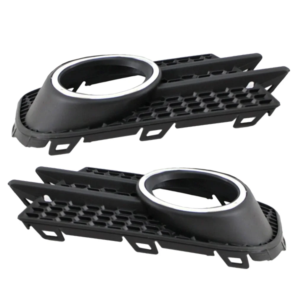 2pcs Front Bumper Fog Lamp Cover Grille Trim Left Right ABS Black Chrome for Volkswagen VW Tiguan 2012-2018 EU Version 5N0853665