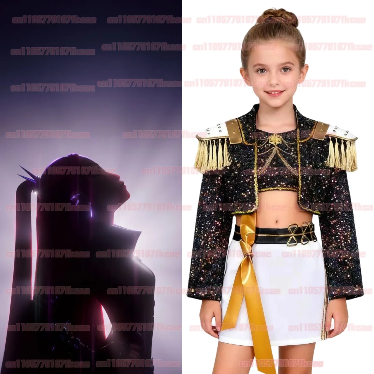 Anime Idol Kids Girls Kpop Demon Hunters Rumi Zoey Mira Cosplay Full Suit Set Costume Stage Performance Children Halloween Party