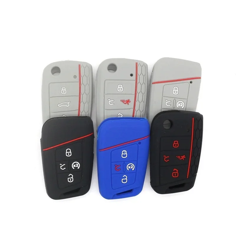 For Volkswagen VW Golf 7 Polo MK7 2018 Atlas Tiguan Magotan Skoda A7 Fob Remote Silicon Case Cover 4 Button Smart Key Holder