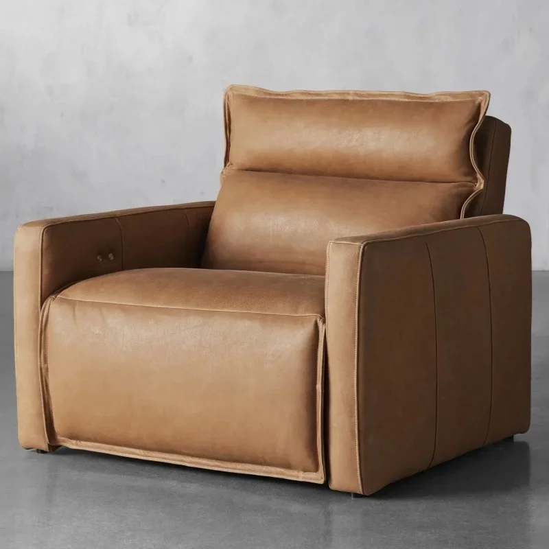 

For Indoor Living Room Furniture Lanie Camel Color Leather High-Back Motion Recliner Sofa Chair