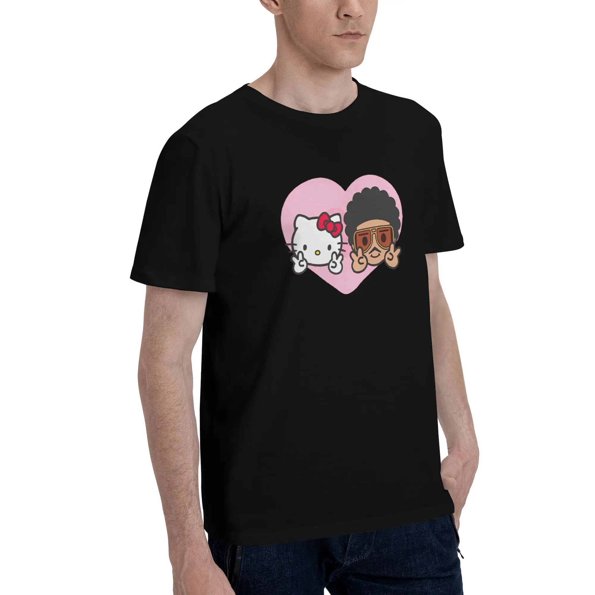 Bruno Mars Hello Kitty 2025 bayingimg T-Shirt Summer Cool T-Shirts Men's Cotton O-Neck Oversize Tees Short Sleeve Vintage Tshirt