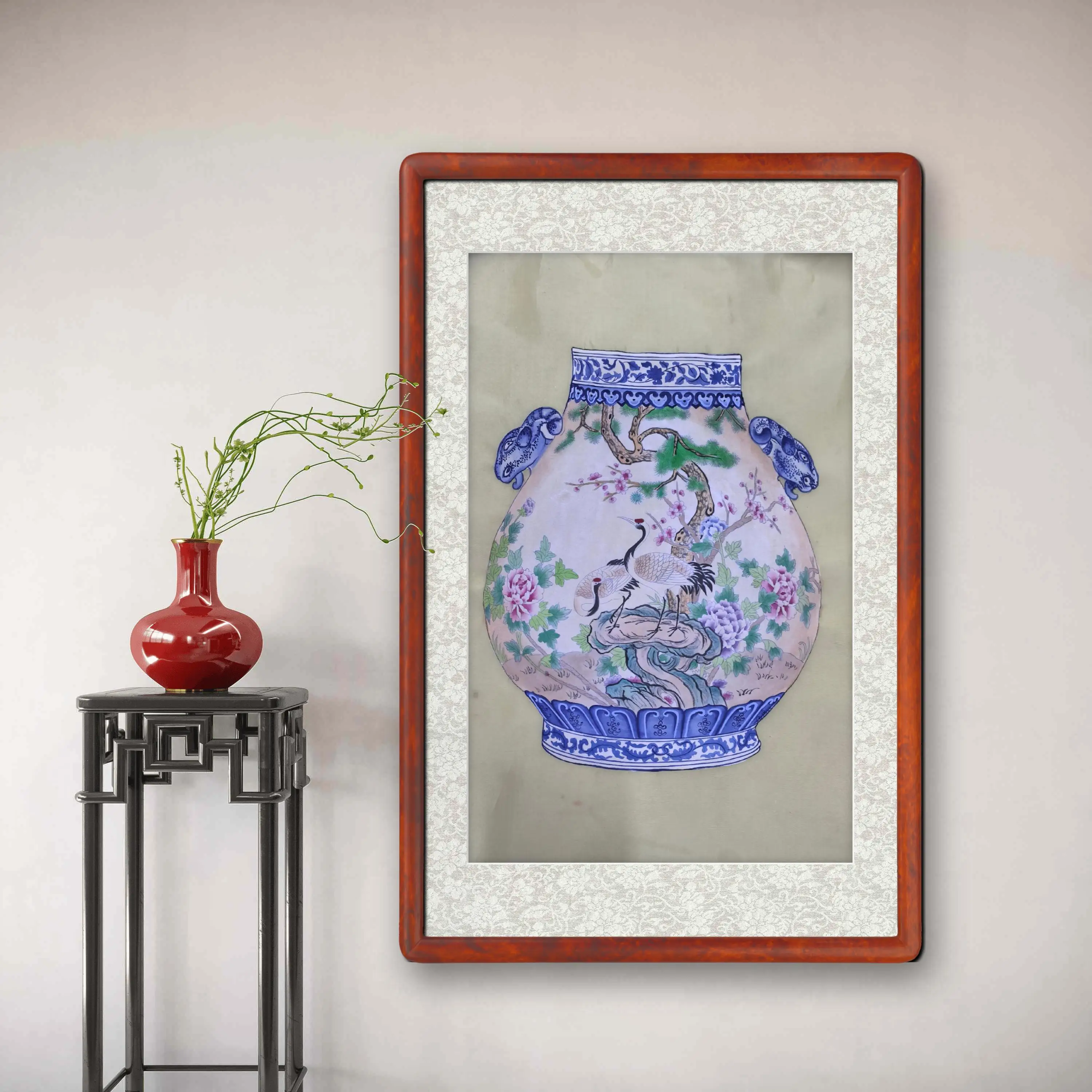 Oriental Decorative Arts Chinese Cultural Heritage Hand Painted Chinese Painted Dragon Pattern Vase Painting