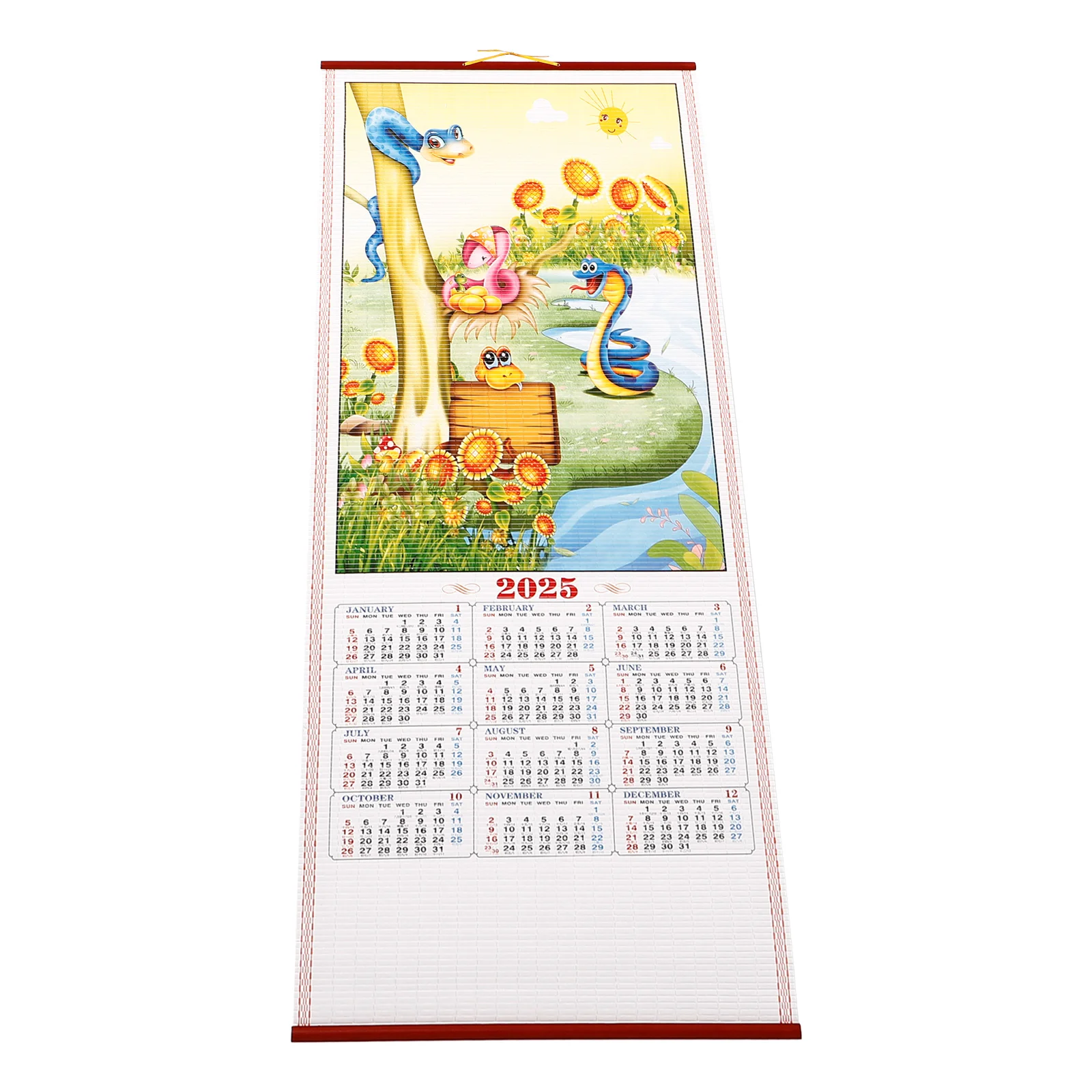 

Imitation Rattan Calendar Monthly Wall 2025 Traditional Paper Hanging Scroll Large Chinese Office New Year