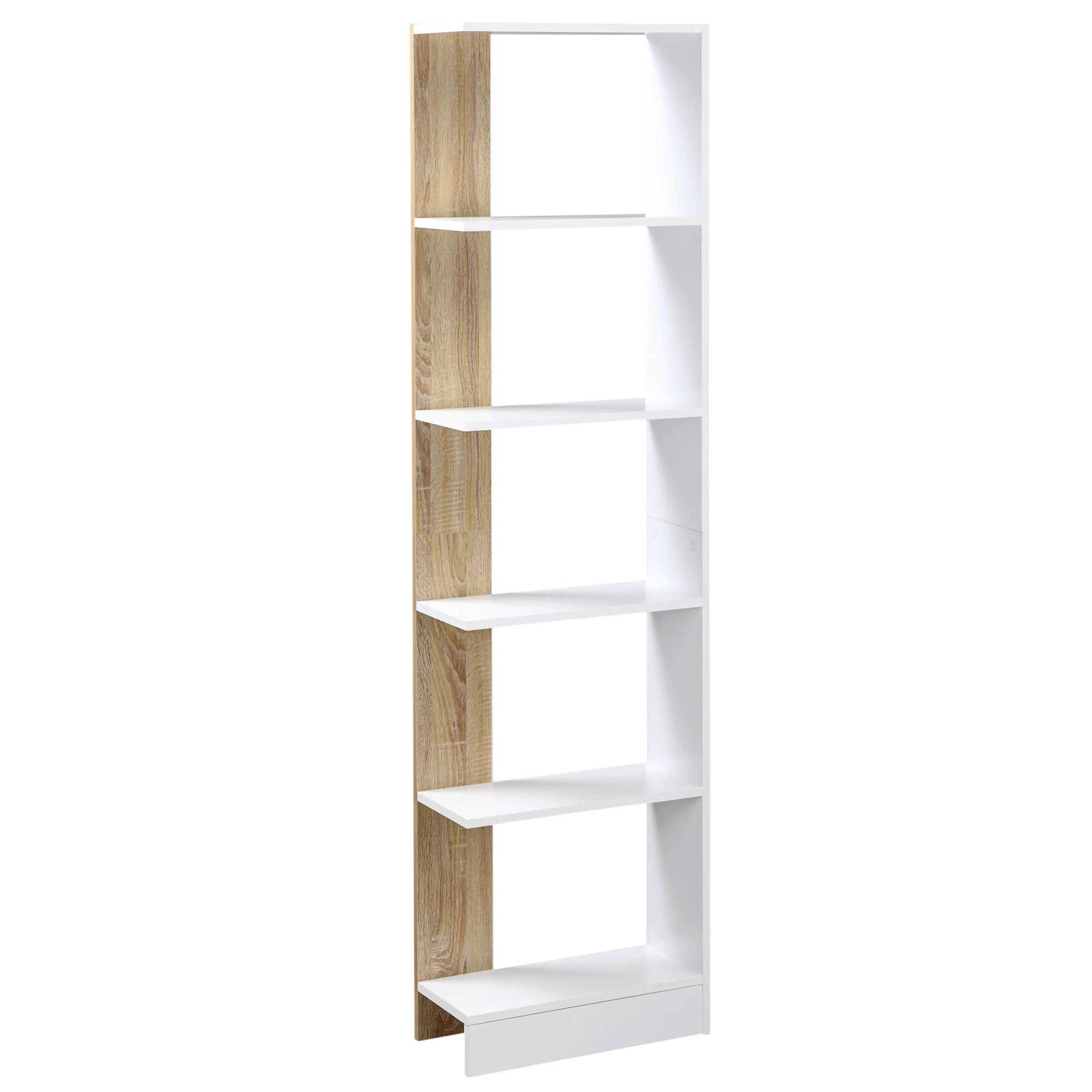 HOMCOM Estantería con 5 Estantes Multiusos con Base Elevada 45x21x170 cm Blanco
