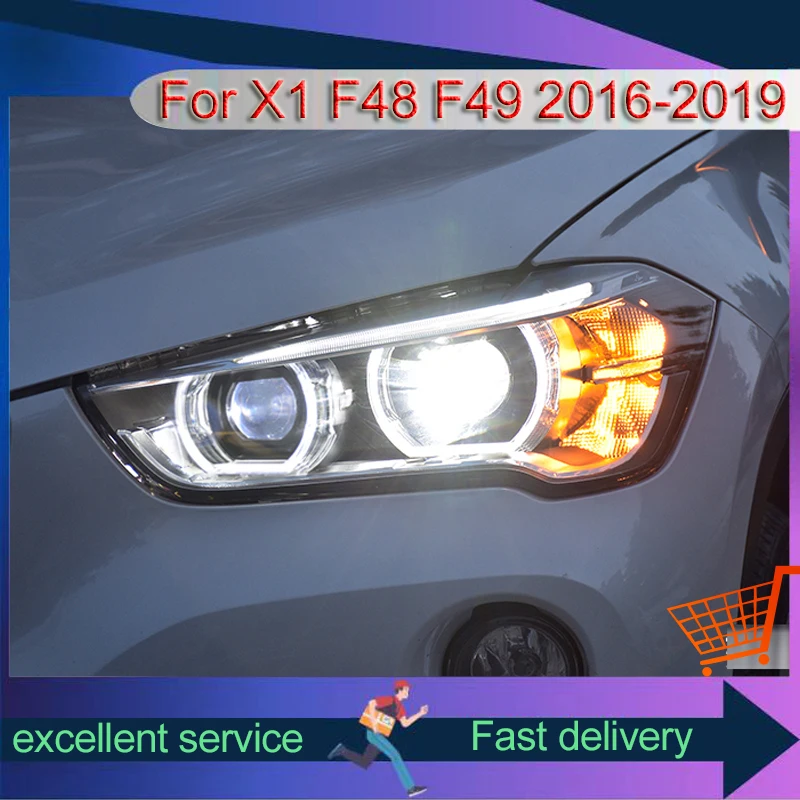 New Style Auto Headlight For BMW 2016-2019 X1 F48 F49 Refit Lens LED DRL High Configuration Assembly Front Lamp Car Accessories