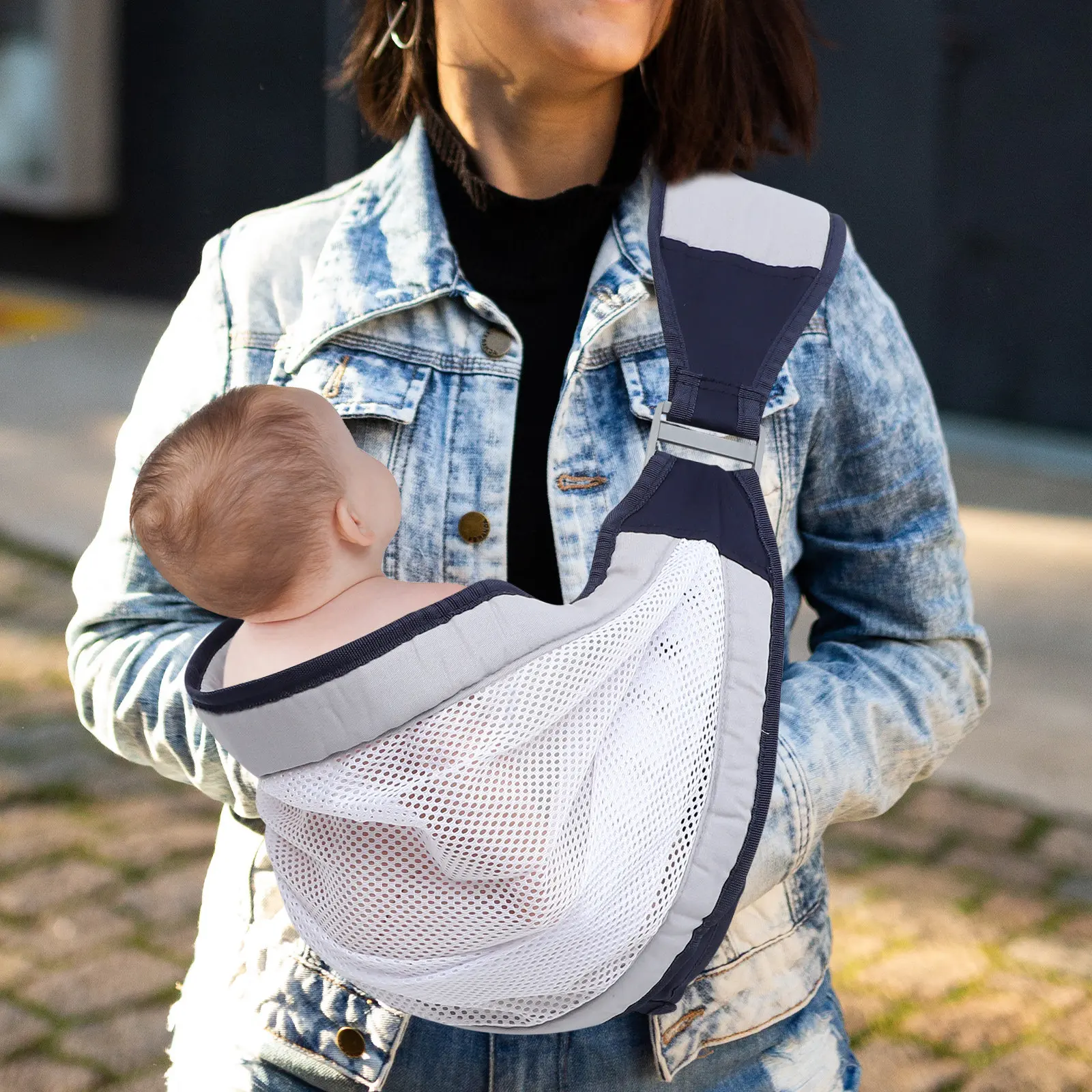 

Portable Baby Carrier Sling for Newborn Infant Toddler Soft Comfortable All Season Use Easy Store Adjustable Cotton Plastic