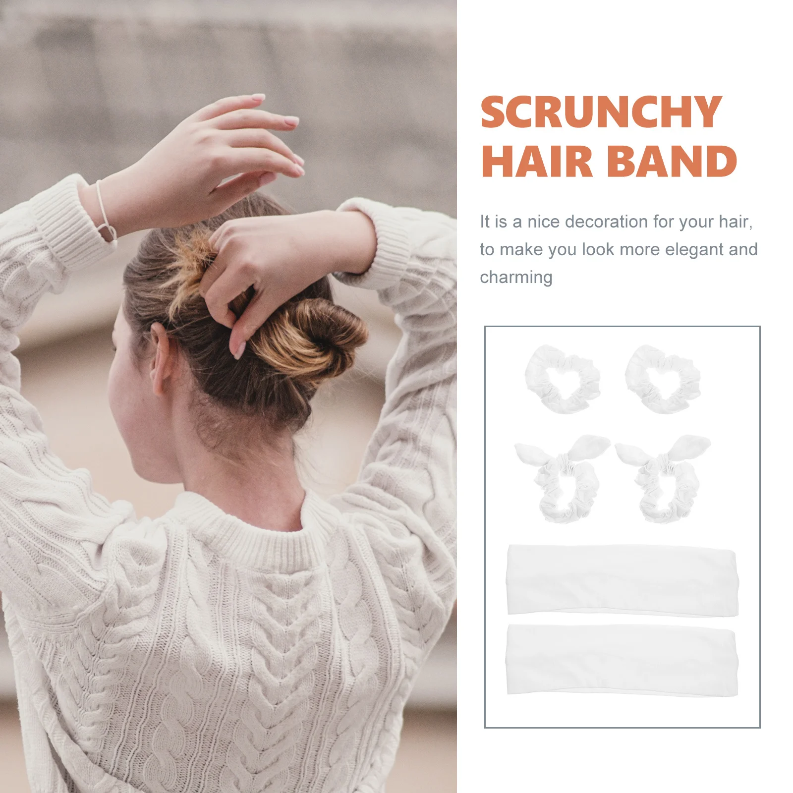 

1 комплект, белые резинки для волос для женщин, большие эластичные резинки для волос, держатели для хвоста, аксессуары для укладки волос, повязки на голову, декор