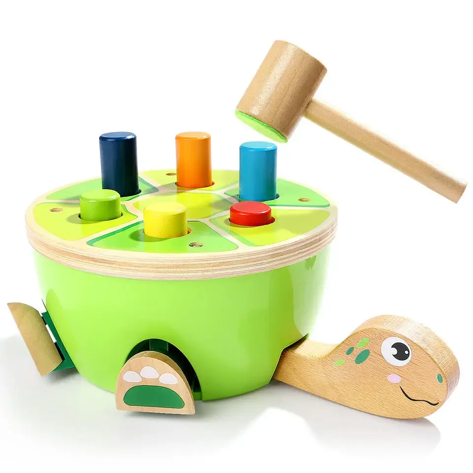 Hot sale educational wooden green turtle toys about musical instrument learning children toys with cpc and ce citificate