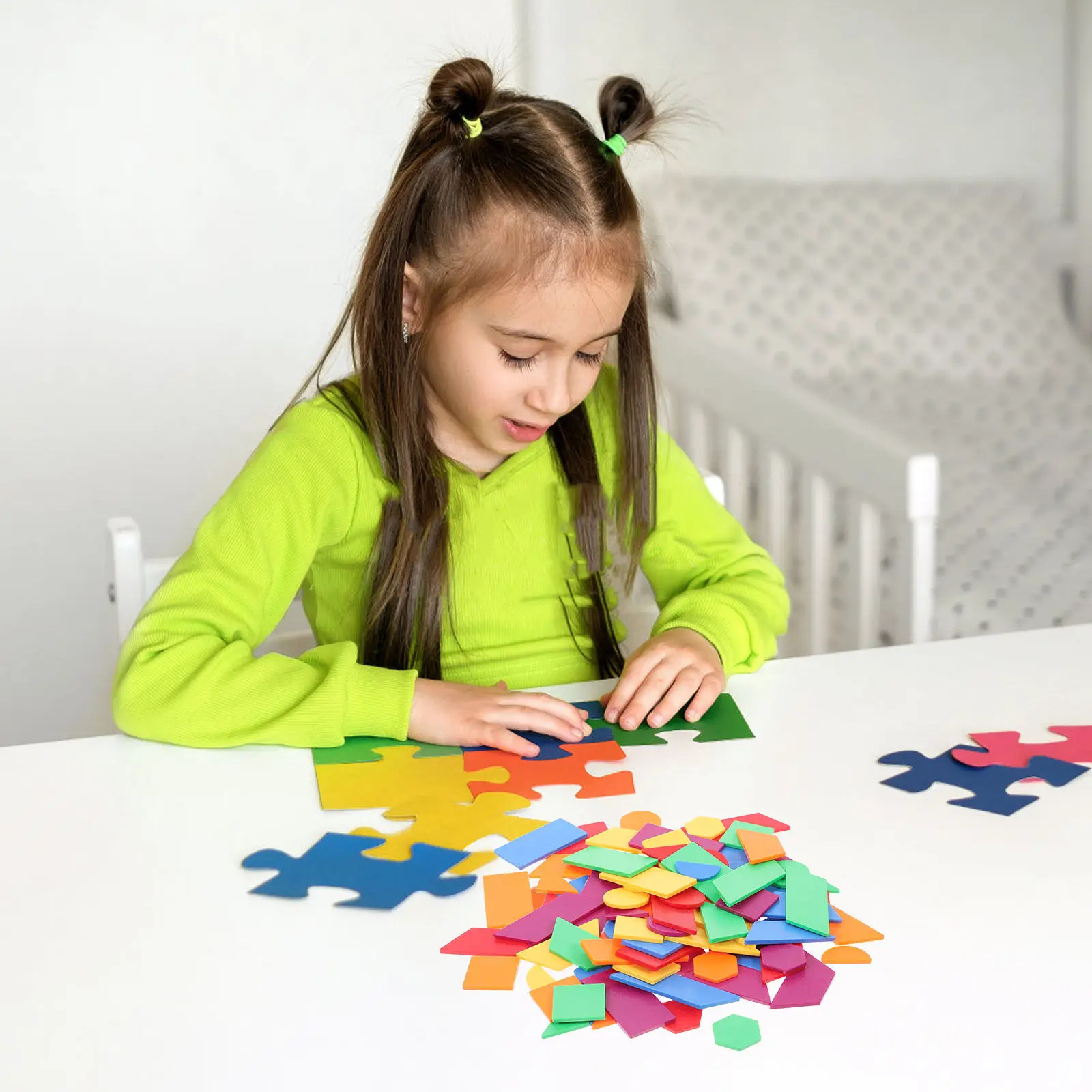 

Набор из 96 геометрических фигур-пазлов для дошкольников: развивающие блоки для изучения форм и пространственного воображения