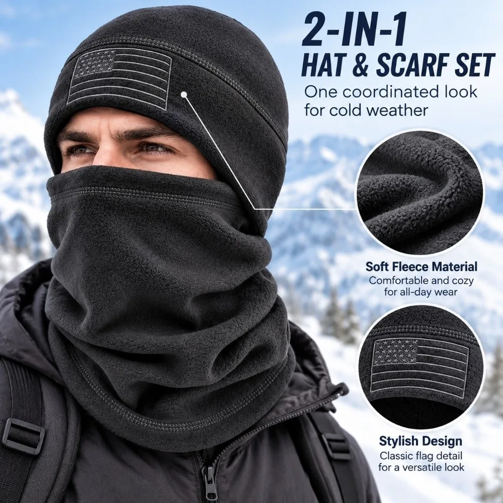 New Thermal Hat and Scarf Set Breathable Windproof Ear Protection Hat Multifunctional Pullover Hat Outdoor Activities