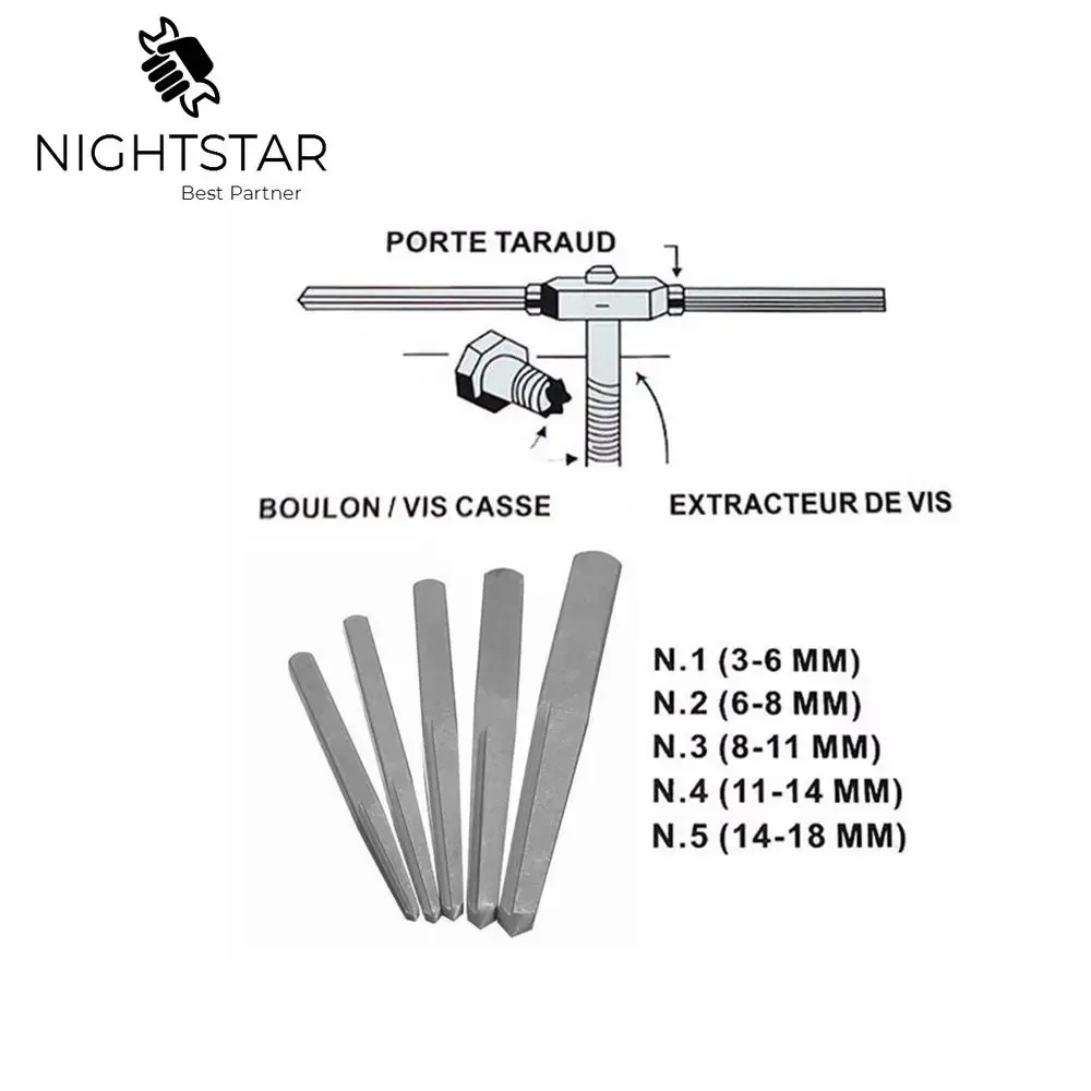 5Pcs Square Screw Extractor Breakage Bolt Extractor Drill Bits Guide Set Easy Fastener Kit