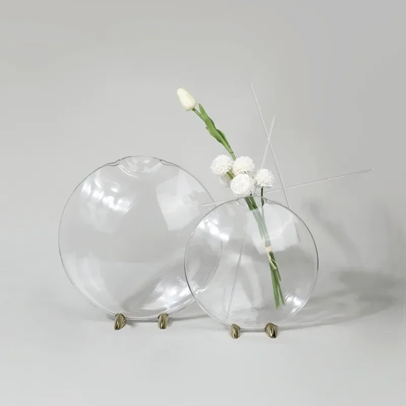 Simple American transparent glass vase ornament creative home living room dining room model room decoration flower
