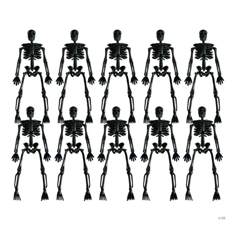 41XB Halloween Skeletons Ornament With Movable Limbs Eerie Posable Skull Figures for Haunting House and Seasonal Decors