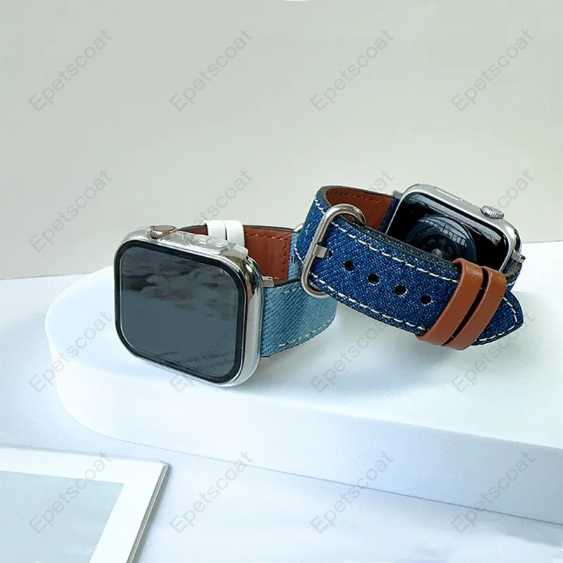 Classic denim watch bands for Apple Watch 10 46 42 mm 9 8 7 6 5 4 3 Ultra 1 2 SE 38 40 41 44 45 49 wholesale 002