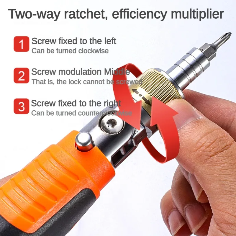 Ratchet Screwdriver Tool Set Gun Type Household Screwdriver Hex Left/Right Rotating 180 Degree Ratchet Screwdriver Extension Rod