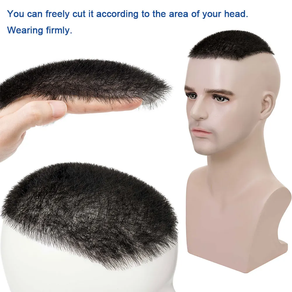 Rich Choices 11g Men\'s Short 1cm Buzz Cut Hair Thin Skin Toupee Men Human Hair Transparent Full Biological Scalp Prosthesis