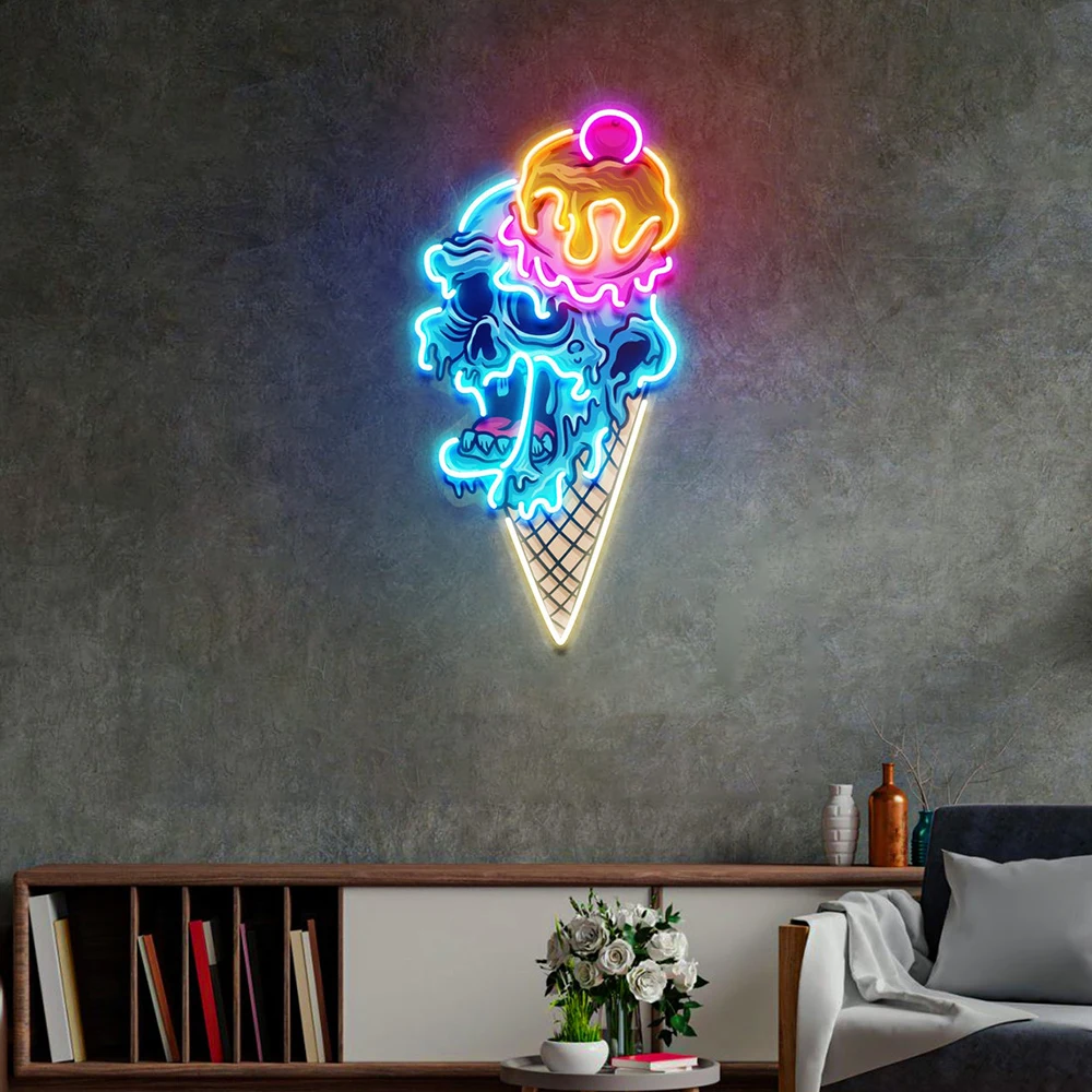 

Ice Cream Zombie Neon Light Sign Personalized Custom Business Neon Signs for Ice Cream Shop Storefront Wall Decor Neon Lights